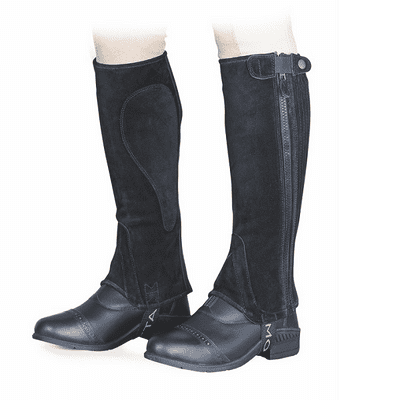Shires Moretta Suede Junior Half Chaps - Black