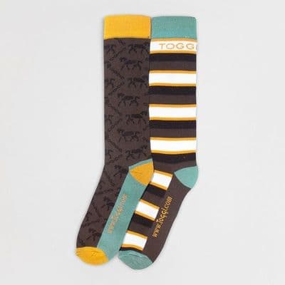 Toggi Eco Stripe And Pattern Socks - Khaki (Pack of Two)