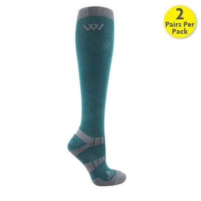 Woof Wear Long Riding Socks - British Racing Green (Pack of 2)