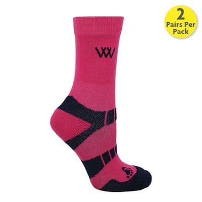 Woof Wear Short Bamboo Waffle Socks - Pink (Pack of 2)
