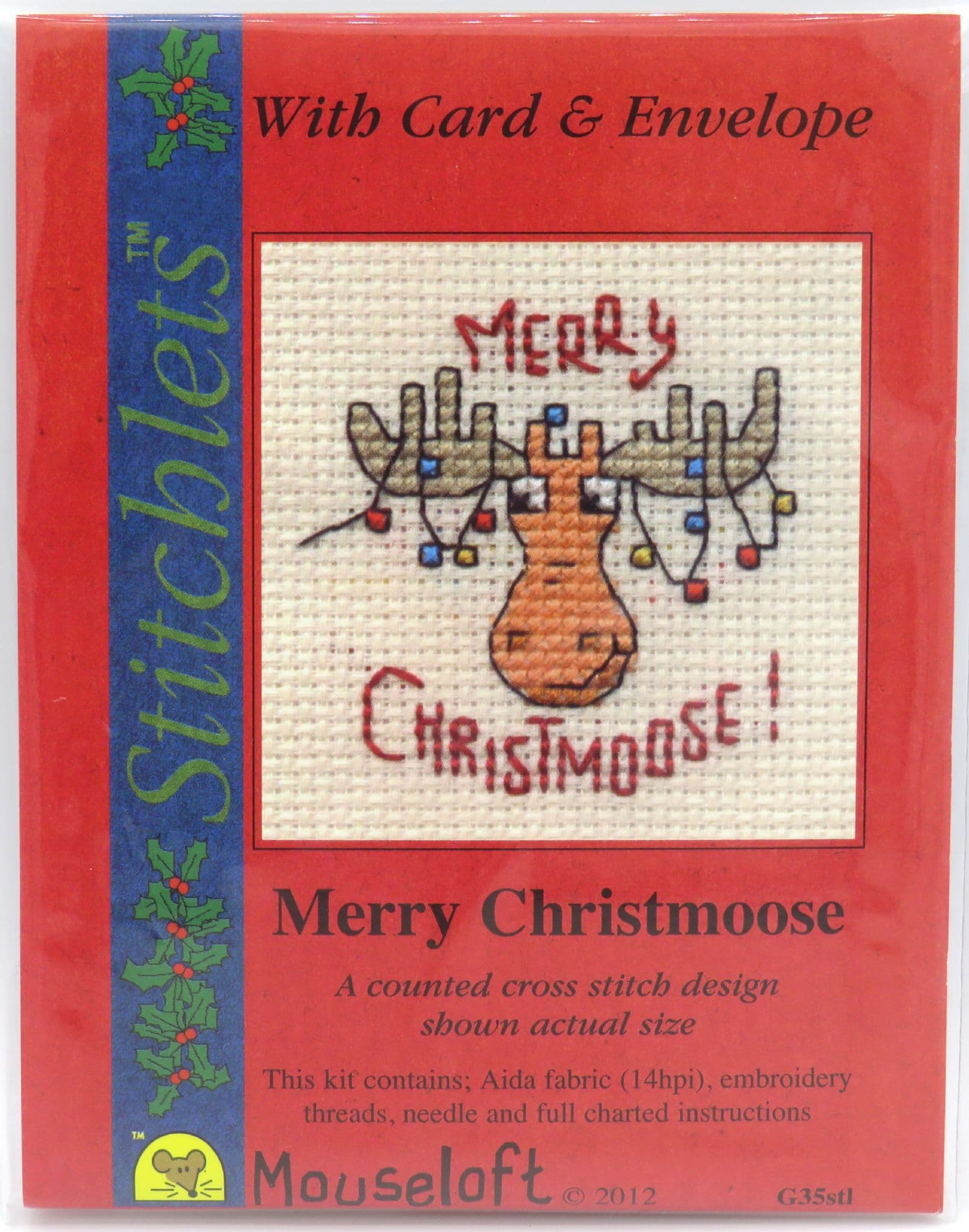 Mouseloft Cross Stitch Kit Merry Christmoose Christmas Stitchlets