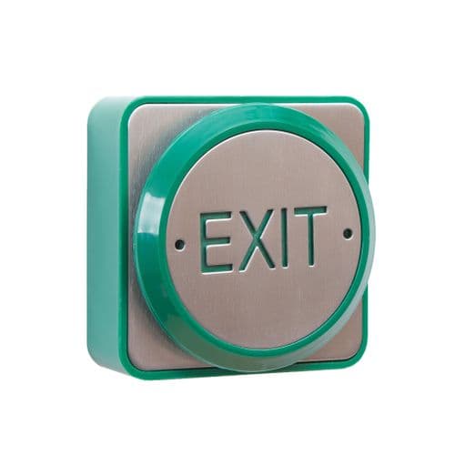 Large Green & Stainless Steel Exit Button