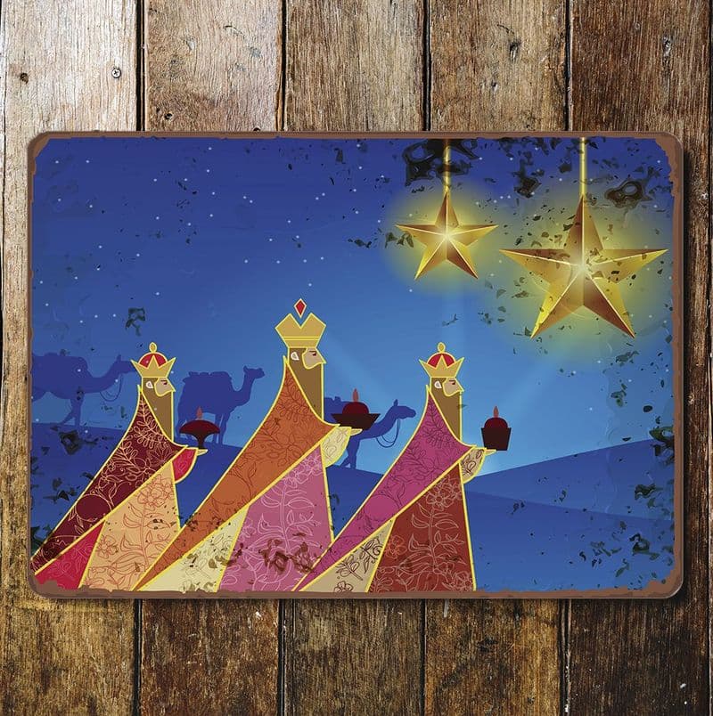 3 wise men kings nativity star Christmas - Metal Advertising Wall Sign