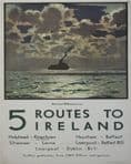 5 Routes to Ireland Ship - Metal Travel Wall Sign
