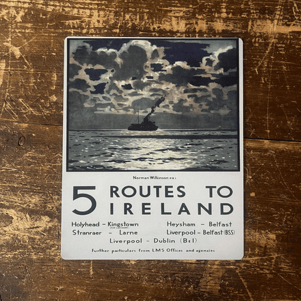 5 Routes to Ireland Ship - Metal Travel Wall Sign
