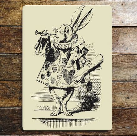 Alice in wonderland White Rabbit Illustration - Metal Alice in wonderland Wall Sign (1)