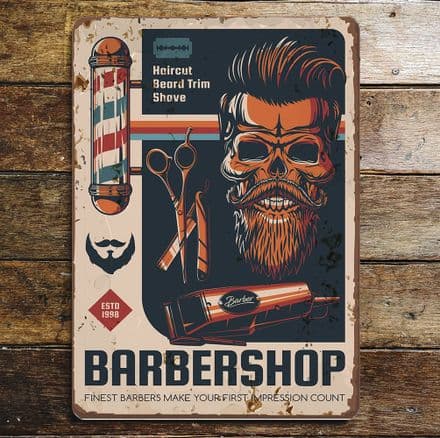 barbershop haircut - Metal Sign Plaque