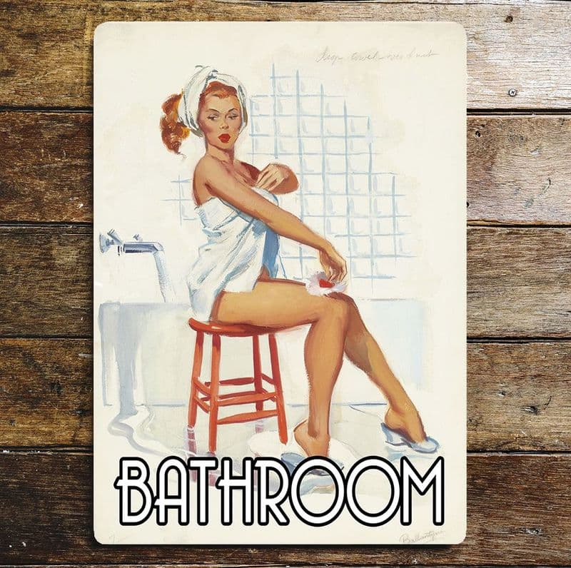 Bathroom Door Sign Pin Up Bath Over flowing  Personalised With Any Name / Text -  Metal Sign