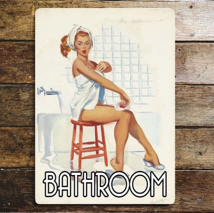 Bathroom Door Sign Pin Up Bath Over flowing Personalised With Any Name / Text - Metal Sign