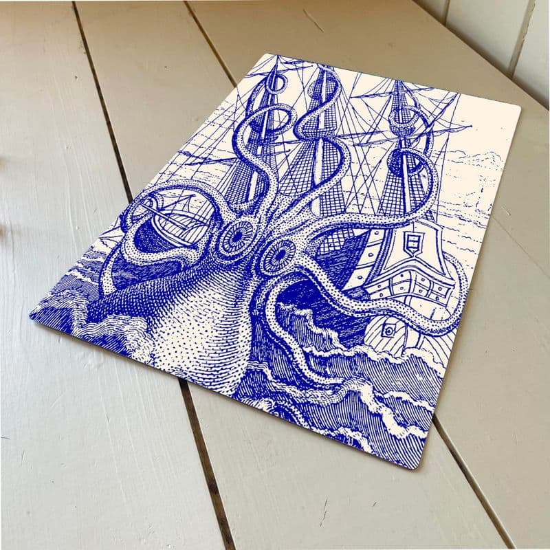 Blue Octopus - Metal Botanical Wall Sign