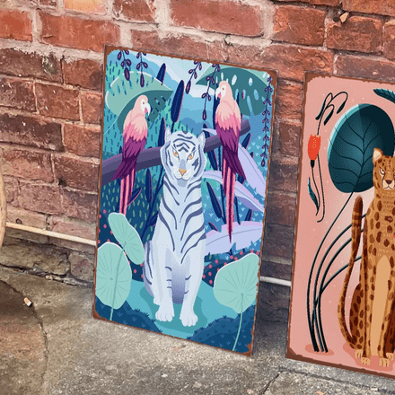 Blue Tiger - Metal Advertising Wall Sign