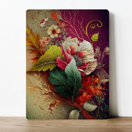 bold floral patter flowers and leaves contrast Metal Wall Sign