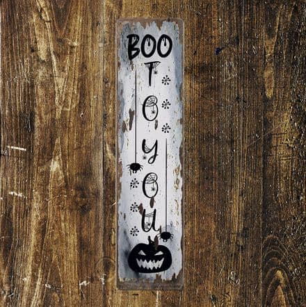 Boo You Halloween Autumn Pumpkin - Metal Sign Plaque