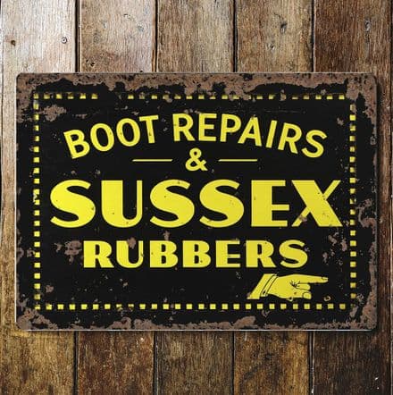 Boot Repairs & Sussex Rubbers - Metal Sign Plaque