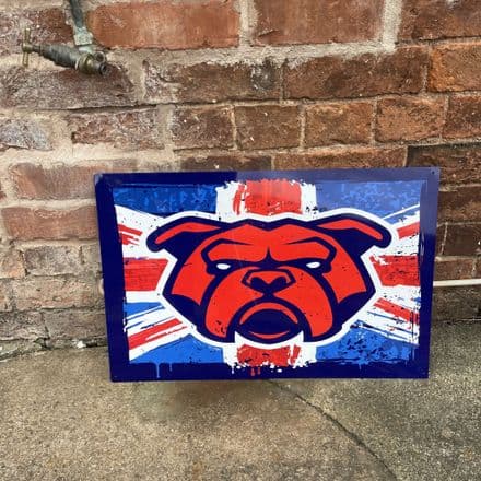British Union Jack Flag Dog Vintage - Metal Travel Wall Sign