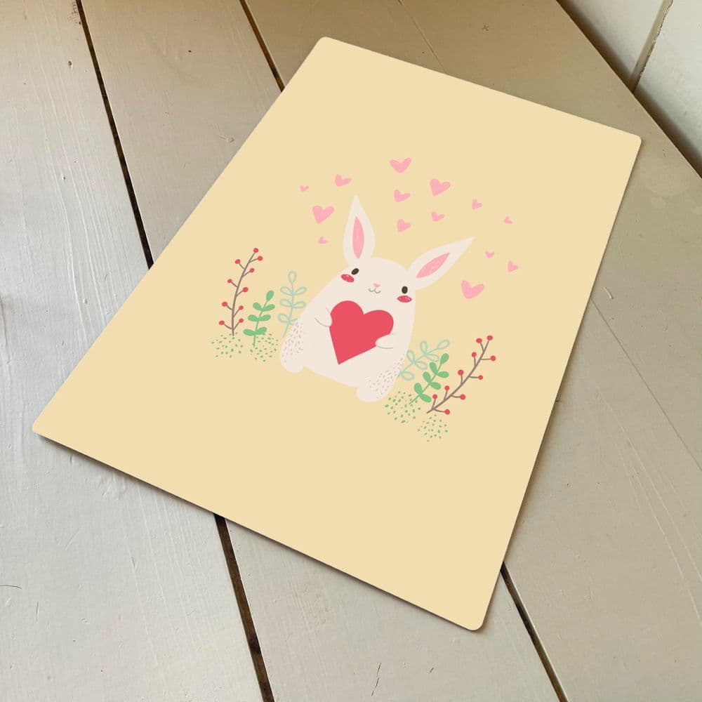 Bunny Rabbit Heart Valentine Metal Travel Wall Sign