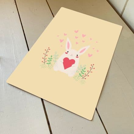 Bunny Rabbit Heart Valentine , Metal Travel Wall Sign