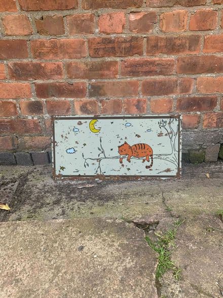 Cat Sleeping on Tree Branch Metal Wall Sign