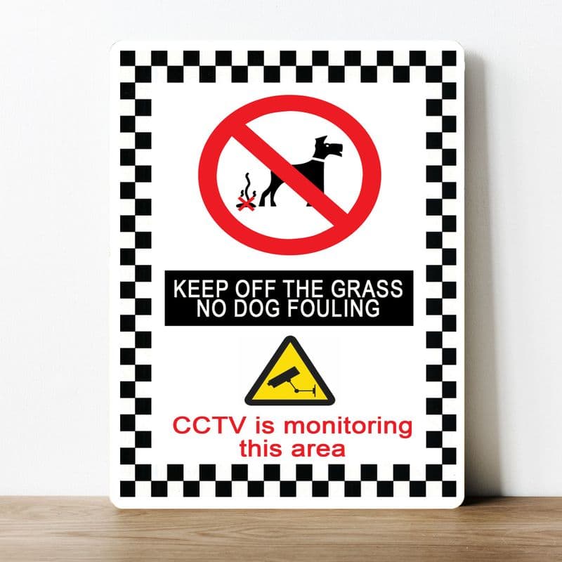 CCTV keep off grass, no dog  Metal Wall Sign