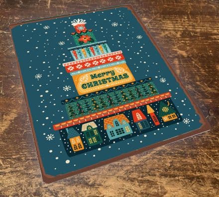 Christmas Cake Illustrations - Metal Vintage Wall Sign