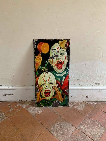 Circus 2 Clown Shouting Metal Wall Sign