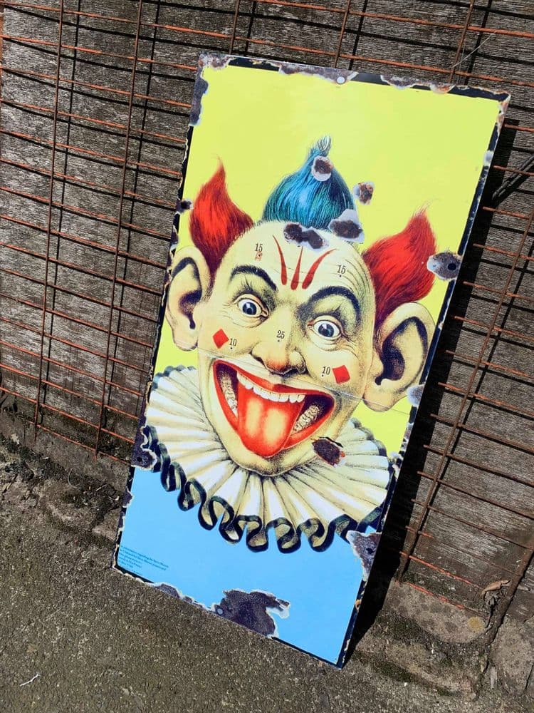 Circus Clown Scary Face Metal Wall Sign - Standard, 12x6 inch