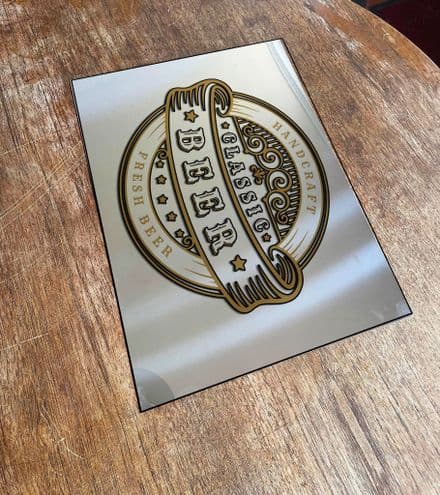 classic Beer Bar Pub Mirror - Mirroed Metal Wall Sign