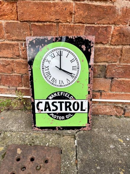 Clock Castrol Green Tin Sign Metal Sign Plaque 30x45cm