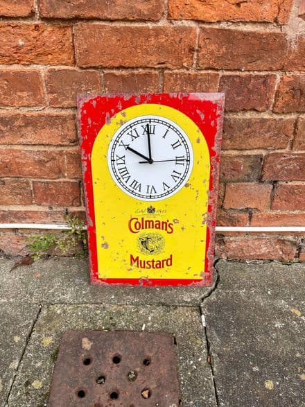 Clock Colmans Mustard Tin Sign Metal Sign Plaque 30x45cm