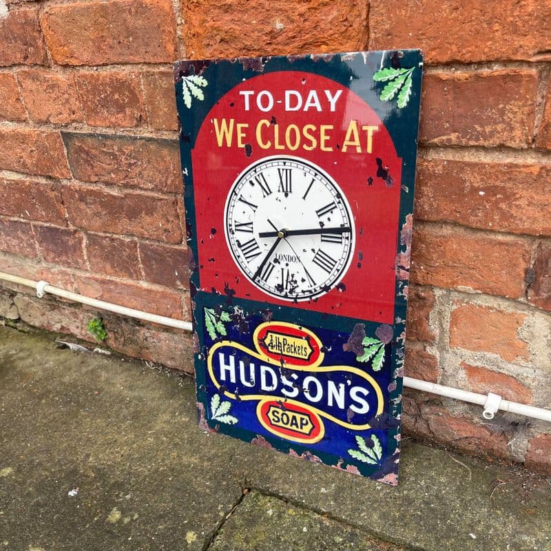 Clock Hudsons Soap Tin Sign Metal Sign Plaque 30x50cm