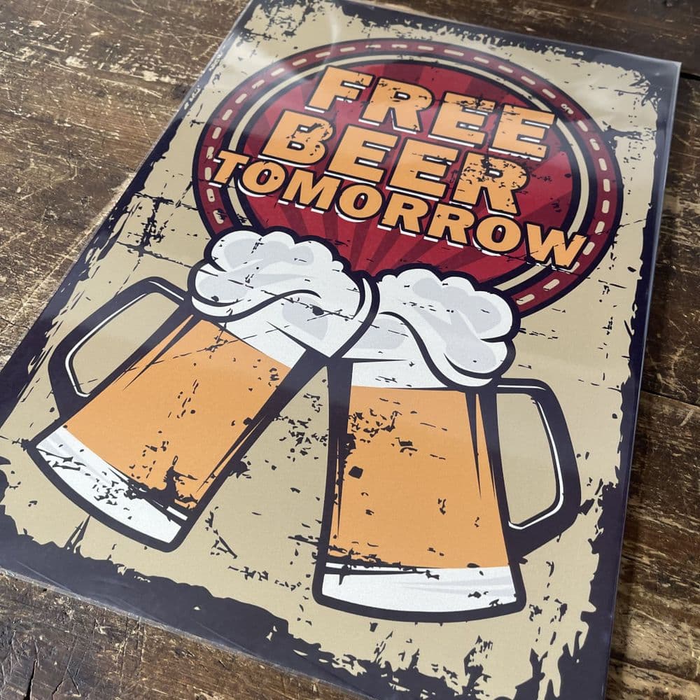 Cold Beer Cheers Pints - Metal Vintage Wall Sign