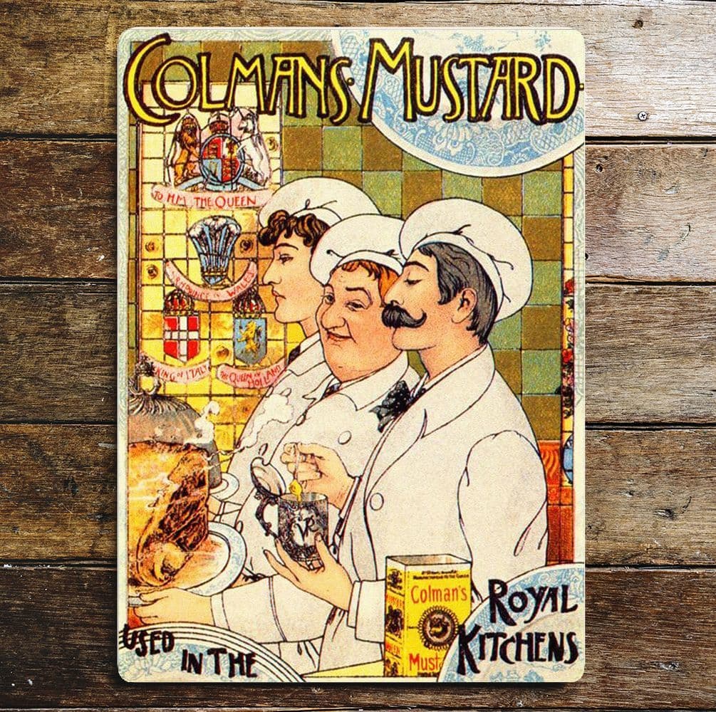 Colmans Mustard Chef - Metal Advertising Wall Sign