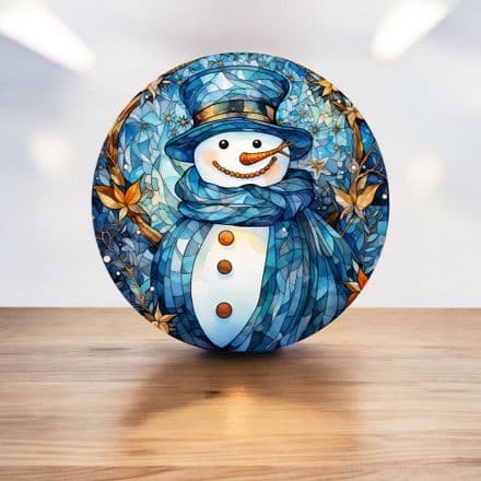 colourful, stainglass windows, cnowman festive circle - Metal Street Sign Wall Sign