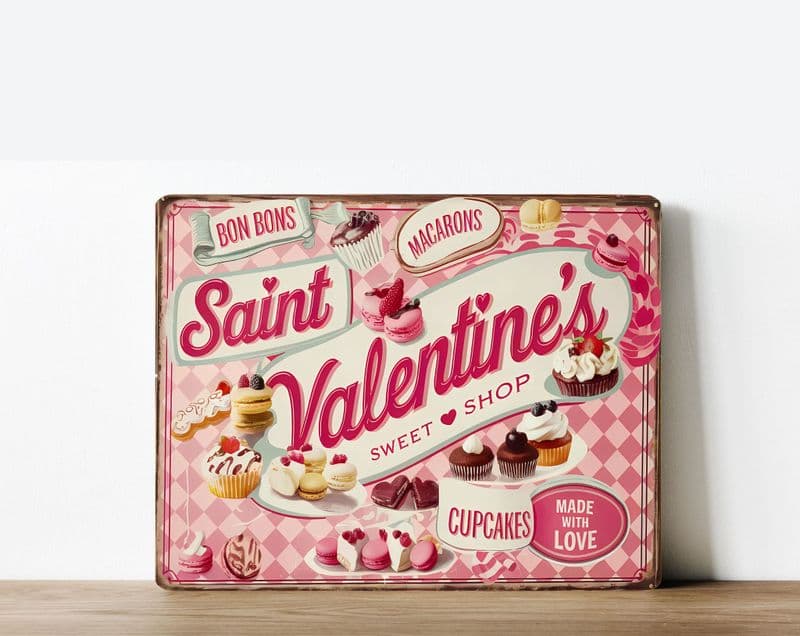 cupcakes and treats for valentines day  Metal Wall Sign