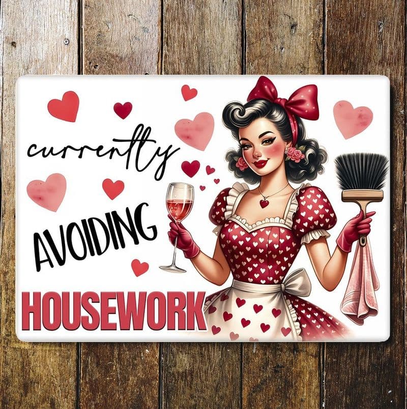 Currently Avoiding Housewoek funny housewife humour  Metal Wall Sign