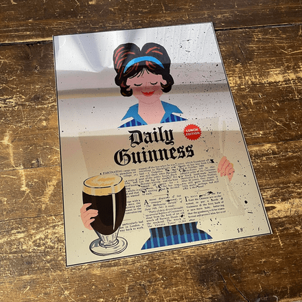 Daily guinness Mirror - Mirroed Metal Wall Sign