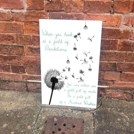 Dandelion feild full of weeds of hundred wishes - Metal Travel Wall Sign