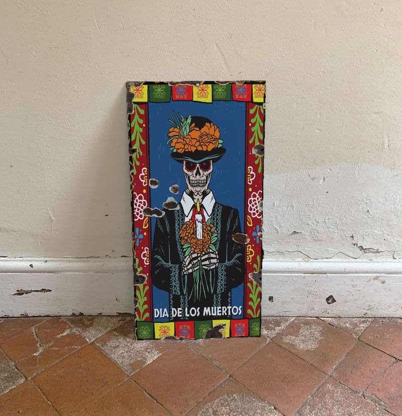 Day Of The Dead Skulls - Metal Wall Sign