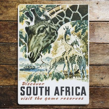 Discover South Africa Visit The Game Reserves - Metal Travel Wall Sign