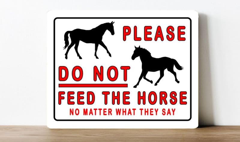 do not feed the horses information Metal Wall Sign