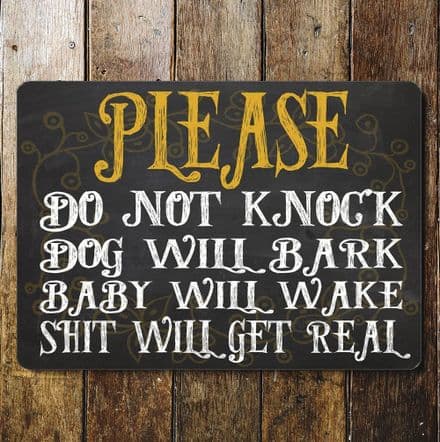 Door House Sign Please do not knock (text can be personlised) - Metal Wall Sign