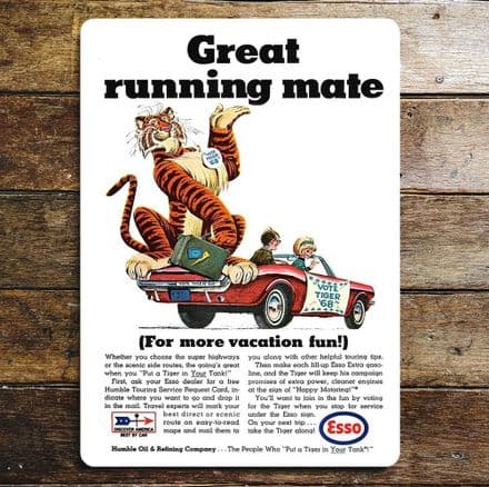 Esso Put a Tiger in Your Tank Great Running Mate - Metal Advertising Wall Sign