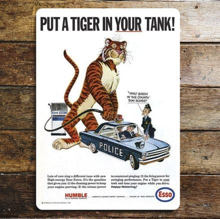 Esso Put a Tiger in Your Tank Police Car - Metal Advertising Wall Sign