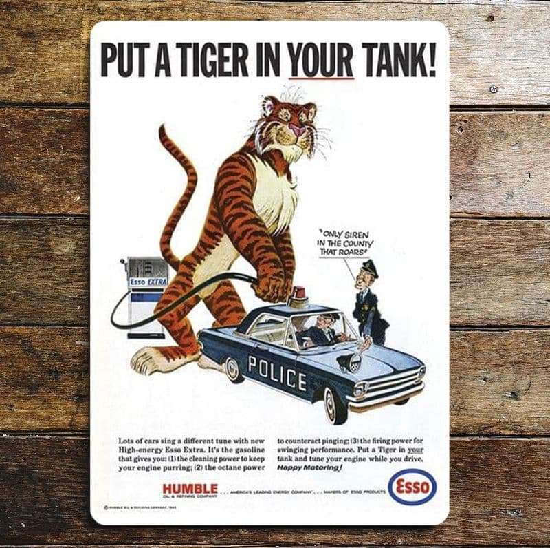 Esso Put a Tiger in Your Tank Police Car - Metal Advertising Wall Sign