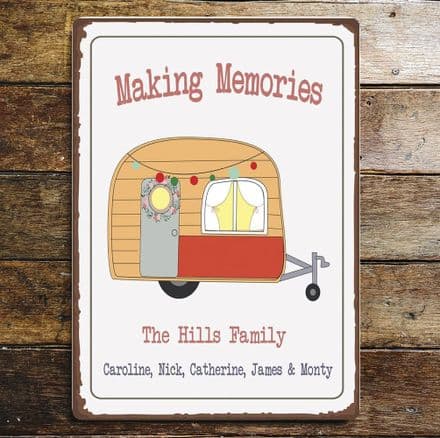 Family Caravan Camping Making Memories Gift Personlised Custom Any Text - Metal Wall Sign
