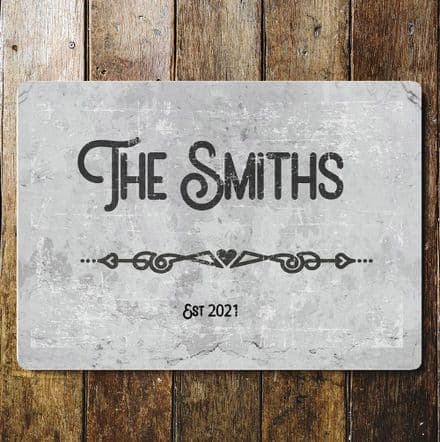 Family Surname name est Personlised Custom Any Text - Metal Wall Sign