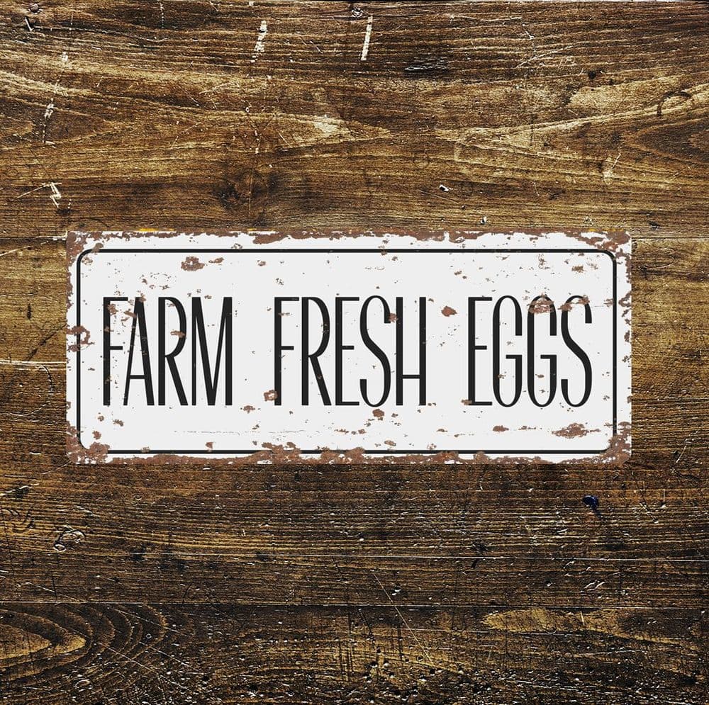 Open Road Brands Fresh Farm Eggs Metal Sign - Vintage Kitchen Decor With Distressed Finish (11.25x7.5 Inches)