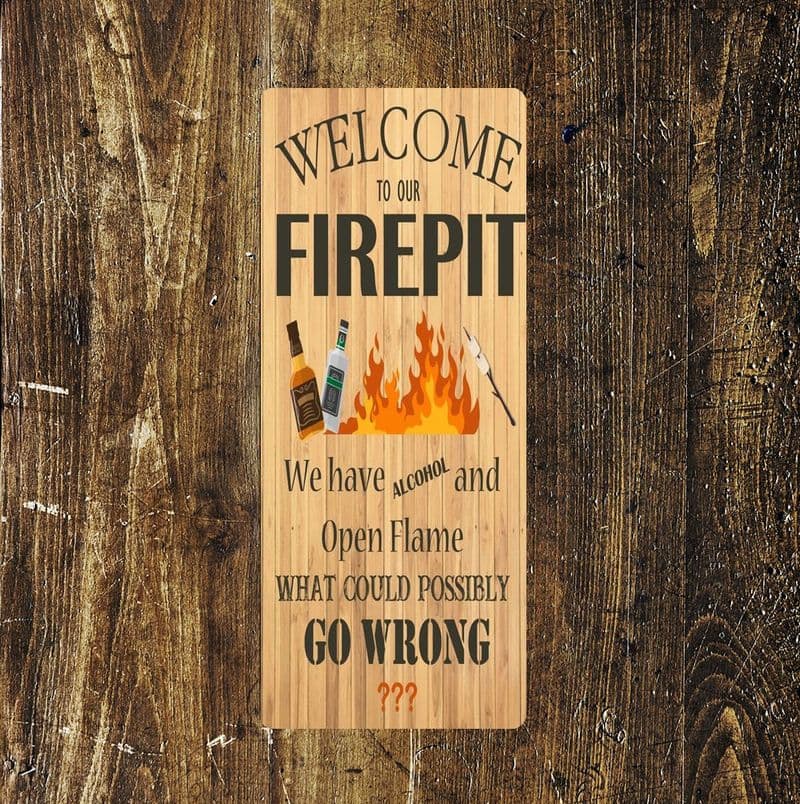 Firepit Long - Metal Sign Plaque