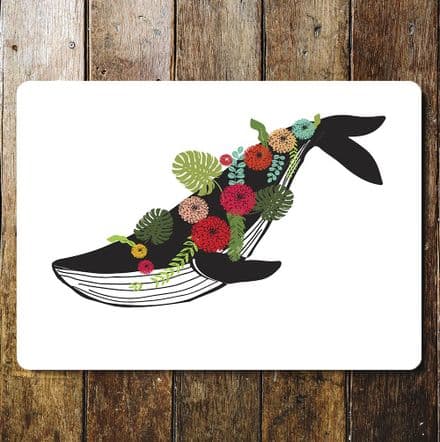 floral whale - Metal Advertising Wall Sign
