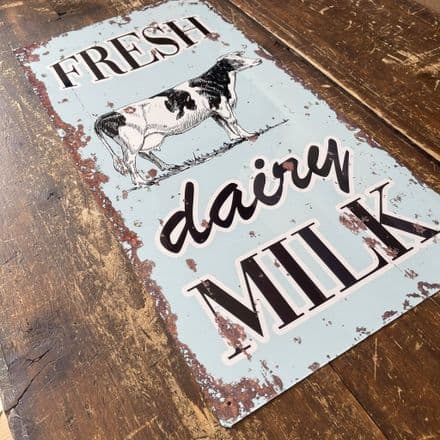 Fresh Dairy Milk Cow Farm Daily 24 Metal Wall Sign